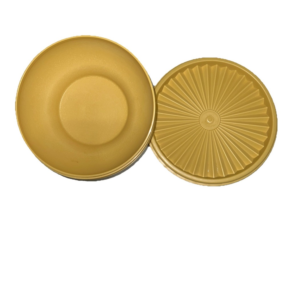 Set Of 3 Vintage Tupperware Bowls 890 Harvest Gold Cereal Soup Bowls W Lids